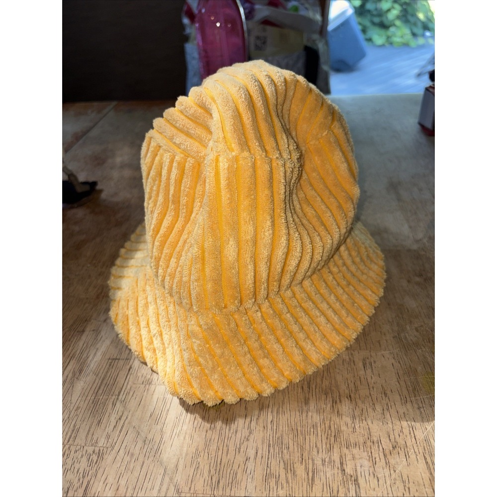 Urban Outfitters Yellow Wide Wale Corduroy Bucket Hat Fringe OSFM Unisex Cap